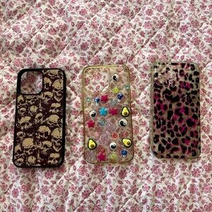 Stylish Skull and Leopard Print Phone Cases - Black and Pink